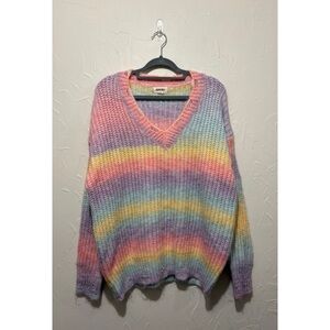 Adora pastel rainbow ombre wool blend knit sweater (medium)